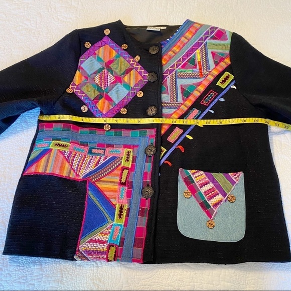 Parsley & Sage Embroidered Patchwork Button Jacket - M - Picture 9 of 13